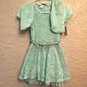 Mint fur dress